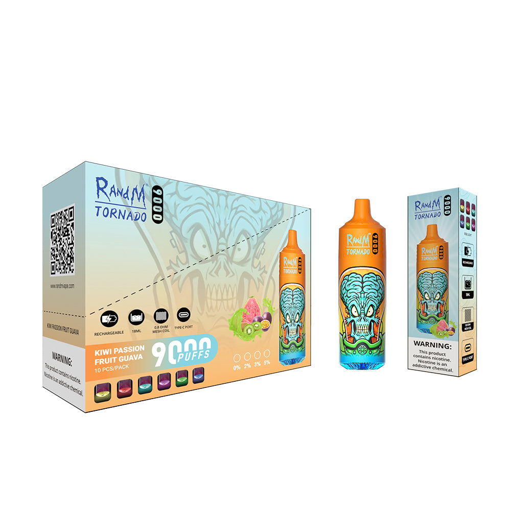 10 Flavors in 1 Box RandM 9000 Disposable Vape 9000 Puffs 5% Nicotine 18ml 10pcs