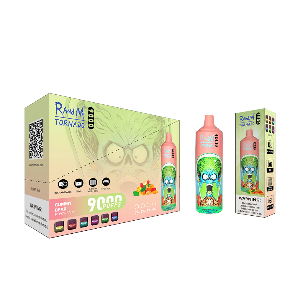 10 Flavors in 1 Box RandM 9000 Disposable Vape 9000 Puffs 5% Nicotine 18ml 10pcs