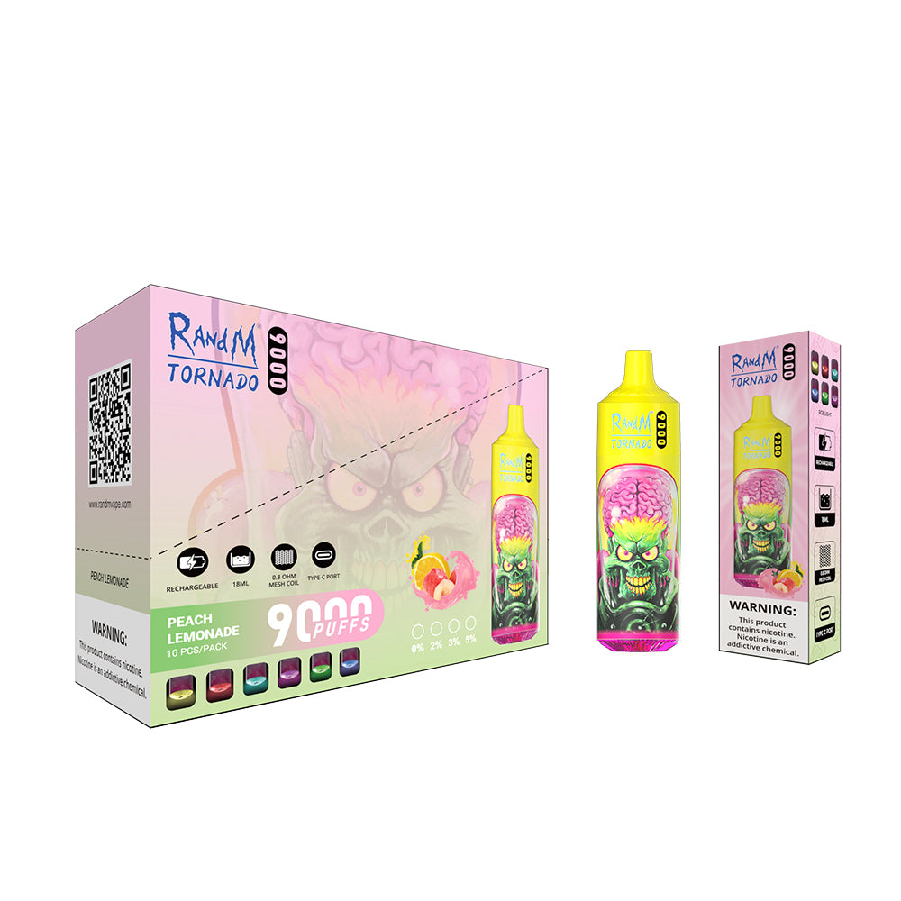 10 Flavors in 1 Box RandM 9000 Disposable Vape 9000 Puffs 5% Nicotine 18ml 10pcs