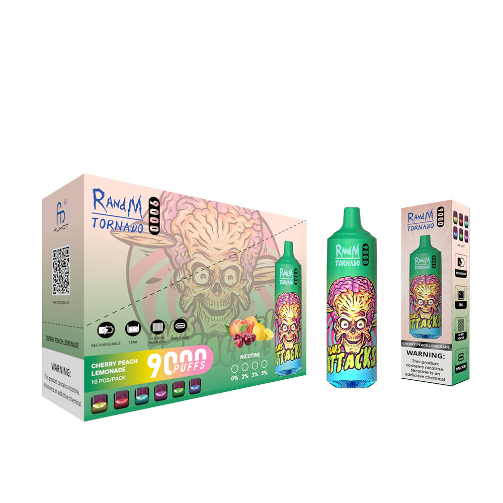 10 Flavors in 1 Box RandM 9000 Disposable Vape 9000 Puffs 5% Nicotine 18ml 10pcs