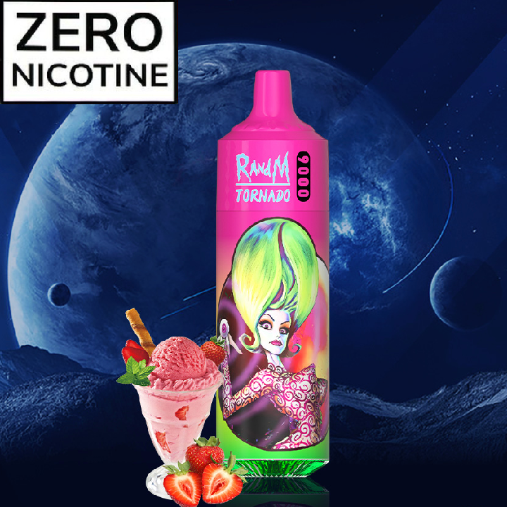 0% Nicotine RandM 9000 Disposable Vape 9000 Puffs 18ml Strawberry Cream 1pc